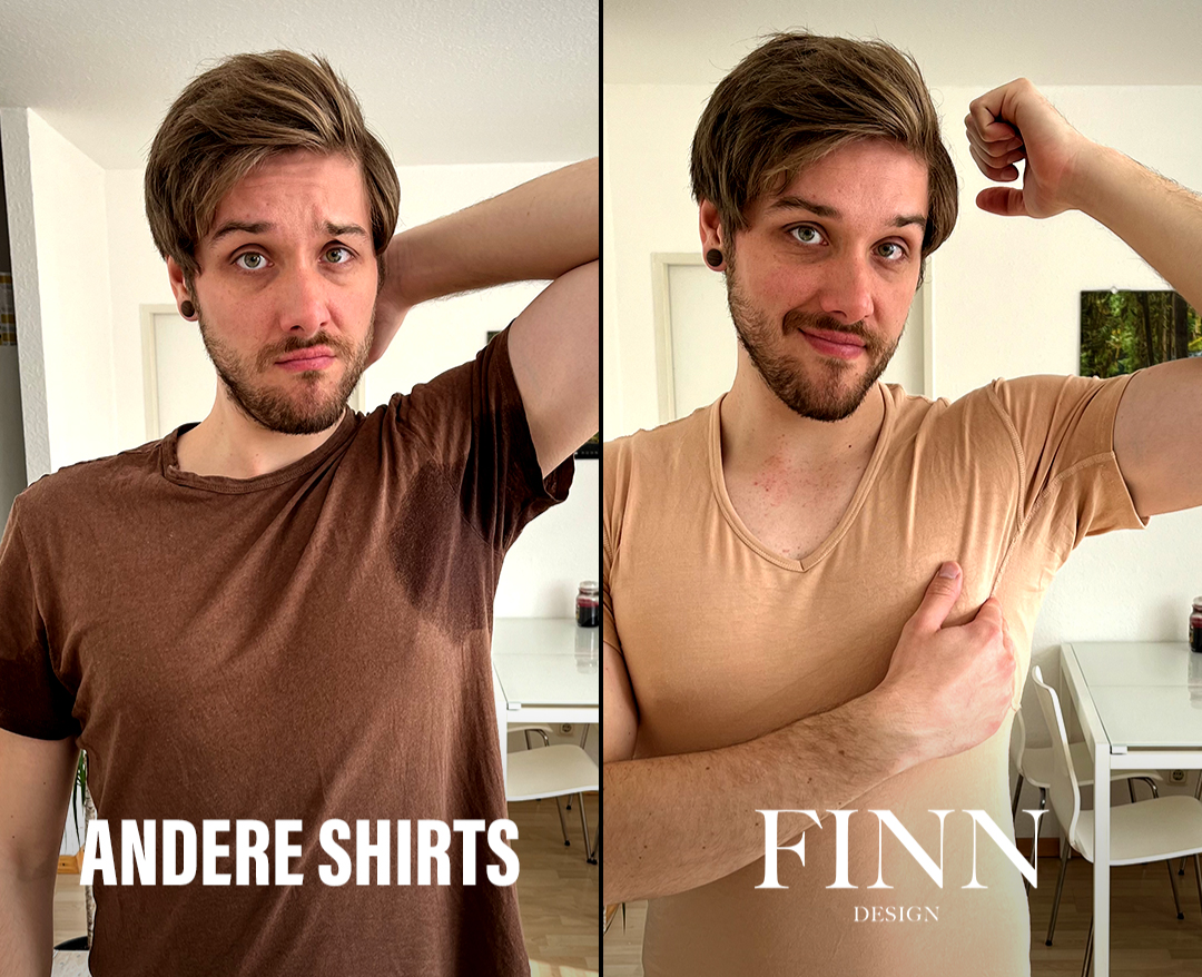 vorher-nachher Bild mit Schweißfleck und ohne Schweiß-Fleck