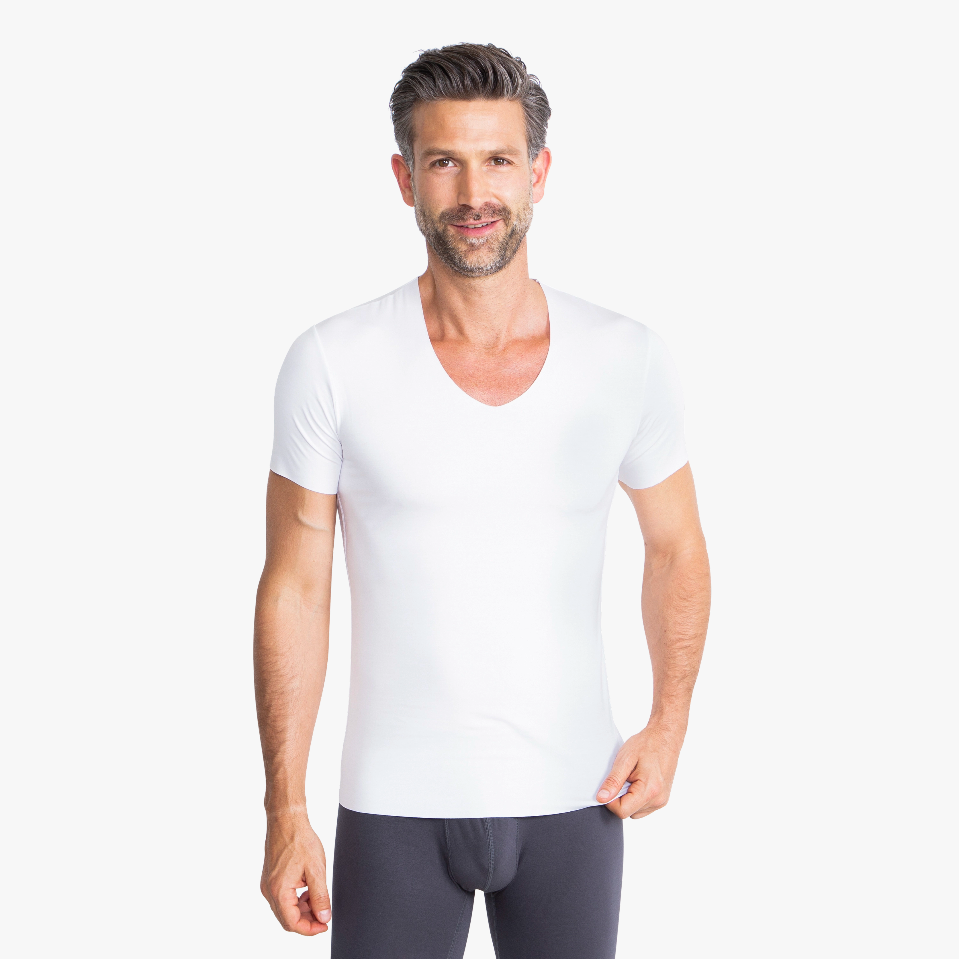 Herren Unterhemd weiß, nahtloses leichtes Modal-Shirt, unsichtbar unter Hemden
#farbe_weiß