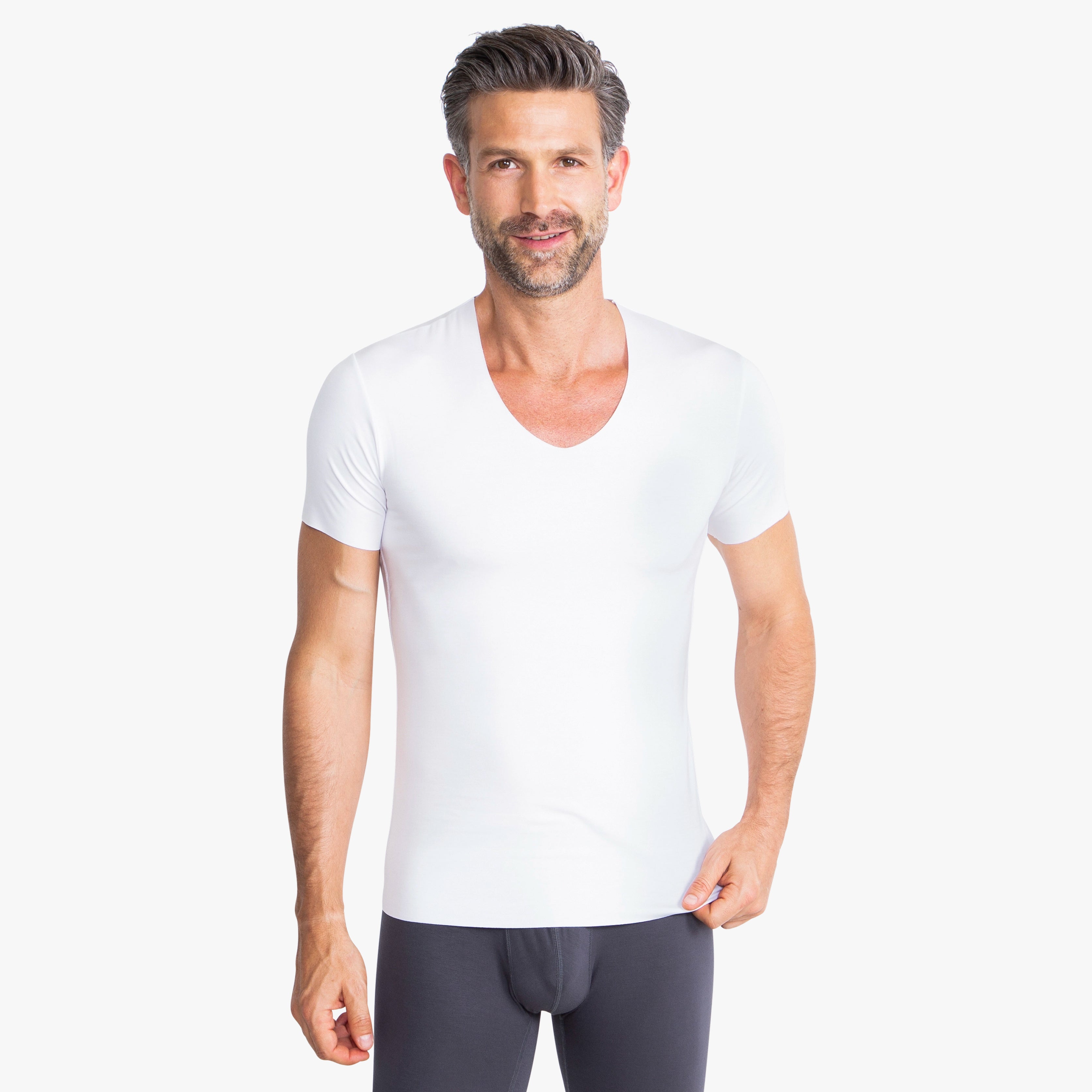 Herren Unterhemd weiß, nahtloses leichtes Modal-Shirt, unsichtbar unter Hemden
#farbe_weiß