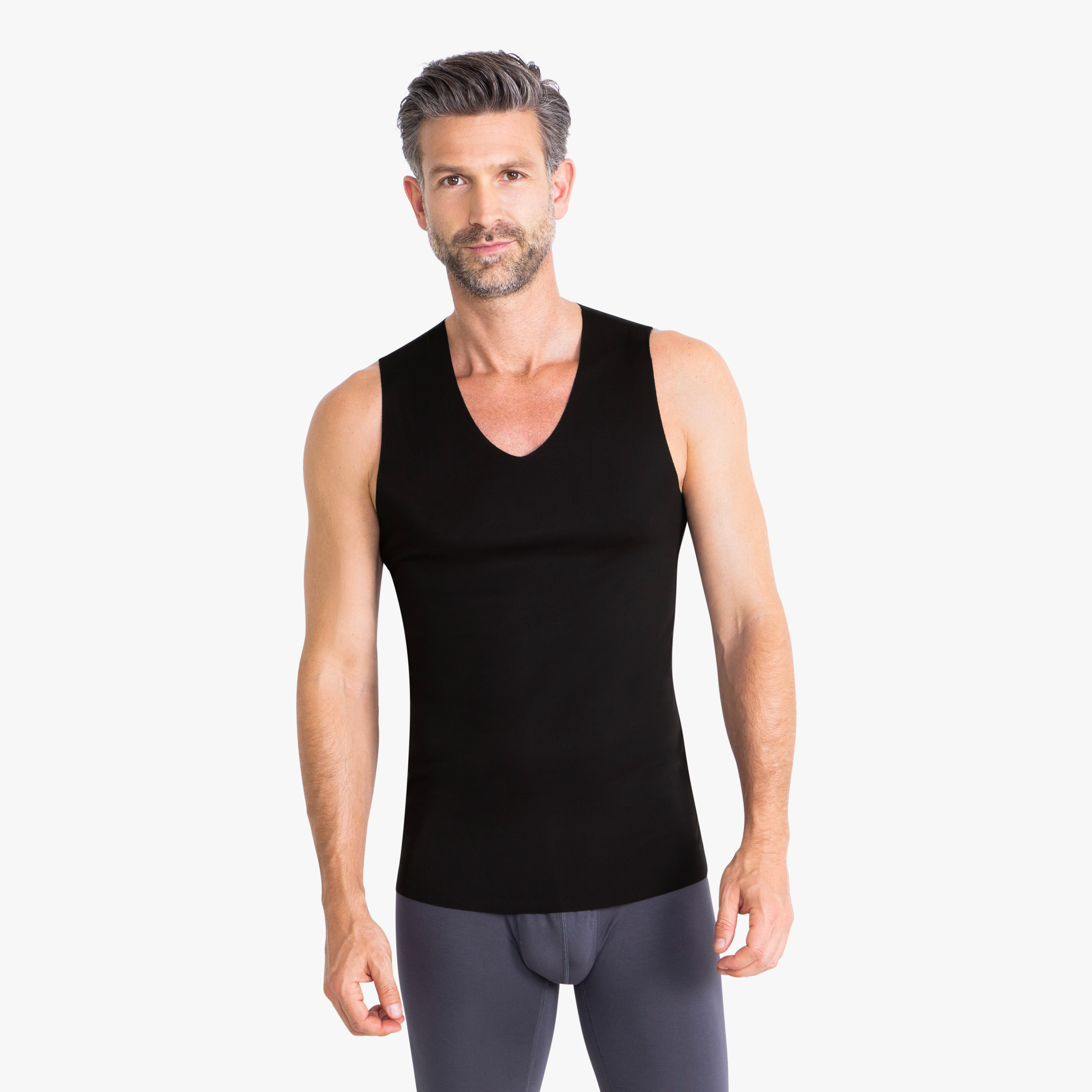 Ärmelloses Unterhemd schwarz, nahtloses ultraleichtes Modal-Shirt, unsichtbar unter Hemden
#farbe_schwarz