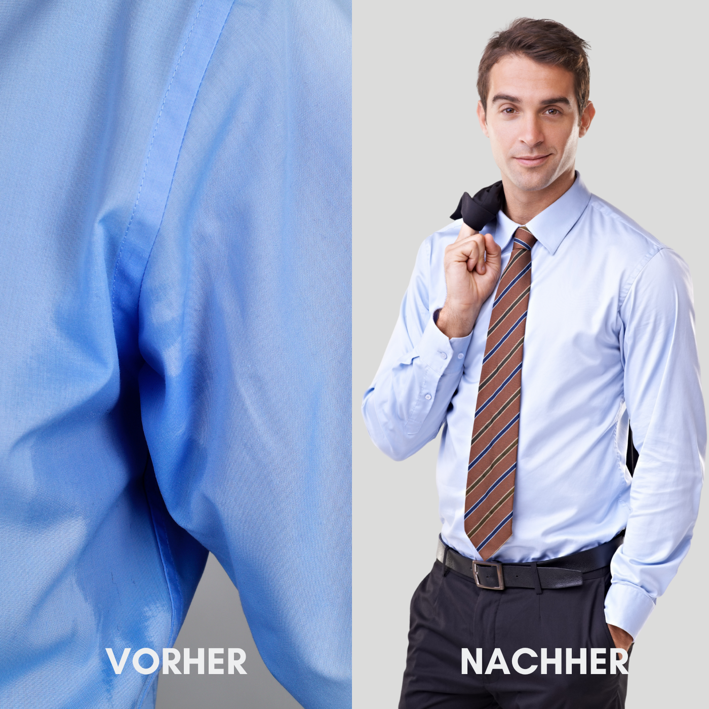 Hemd mit und Hemd ohne Schweiß-Fleck