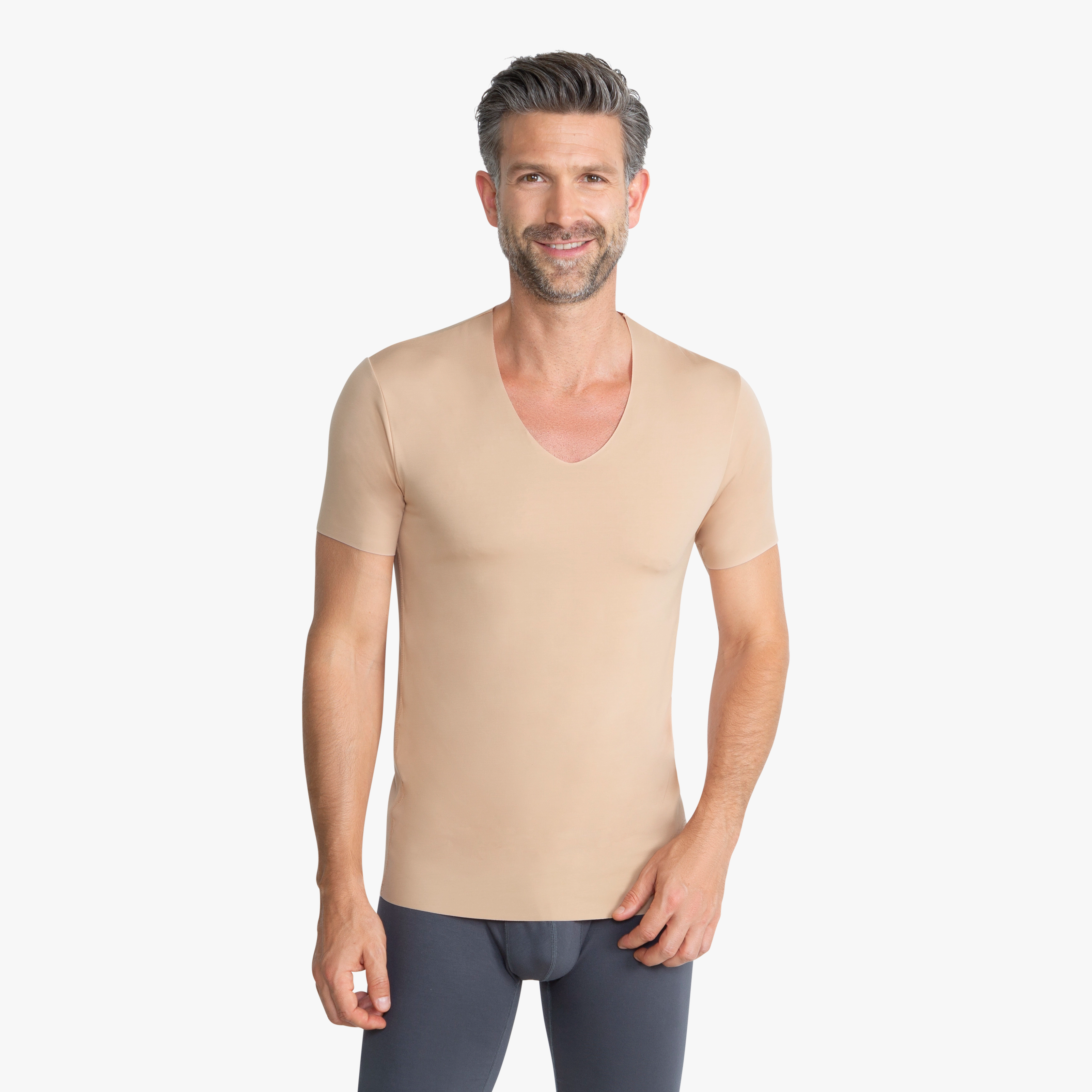 Herren Unterhemd nude, nahtloses leichtes Modal-Shirt, unsichtbar unter Hemden
#farbe_nude