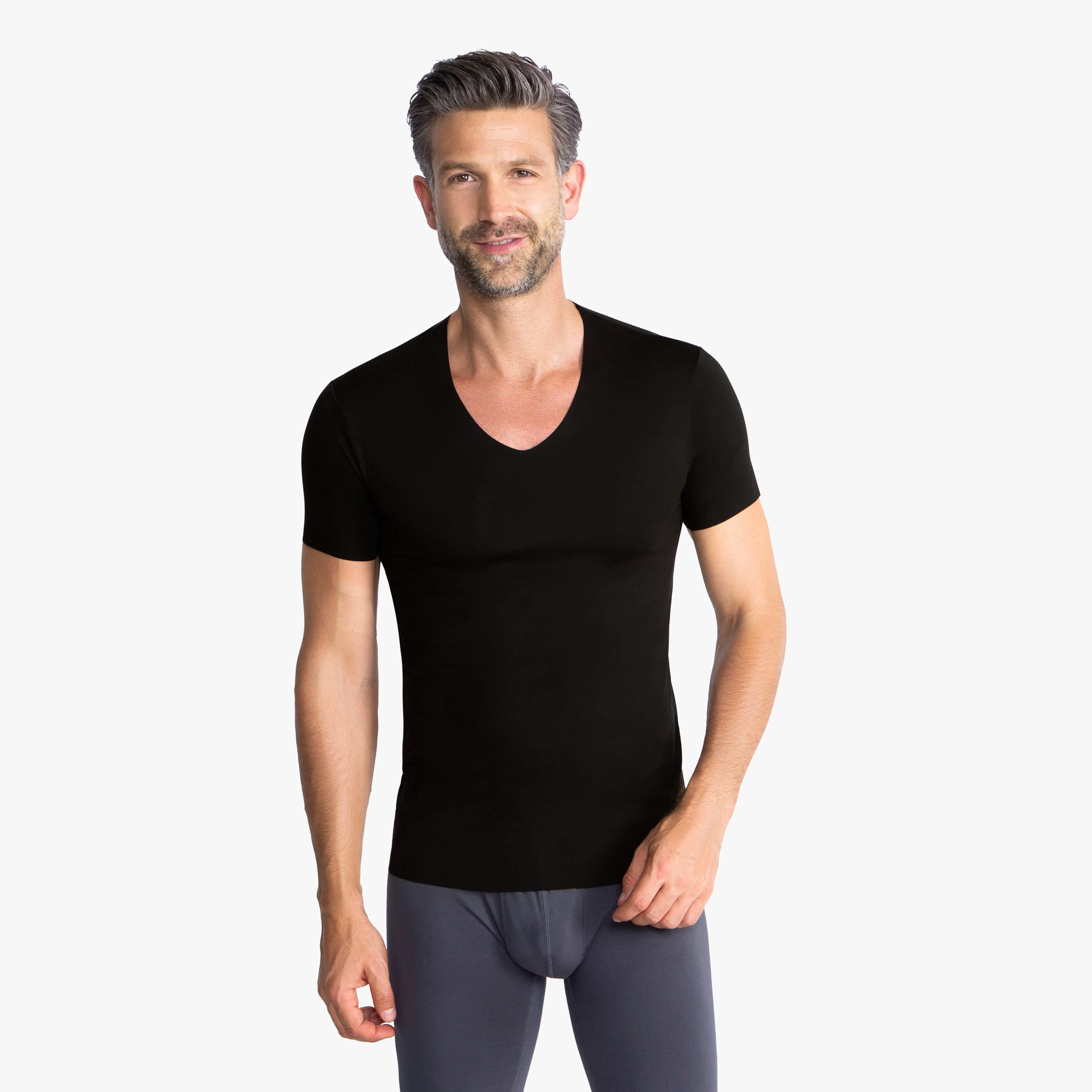 Herren Unterhemd schwarz, nahtloses leichtes Modal-Shirt, unsichtbar unter Hemden
#farbe_schwarz