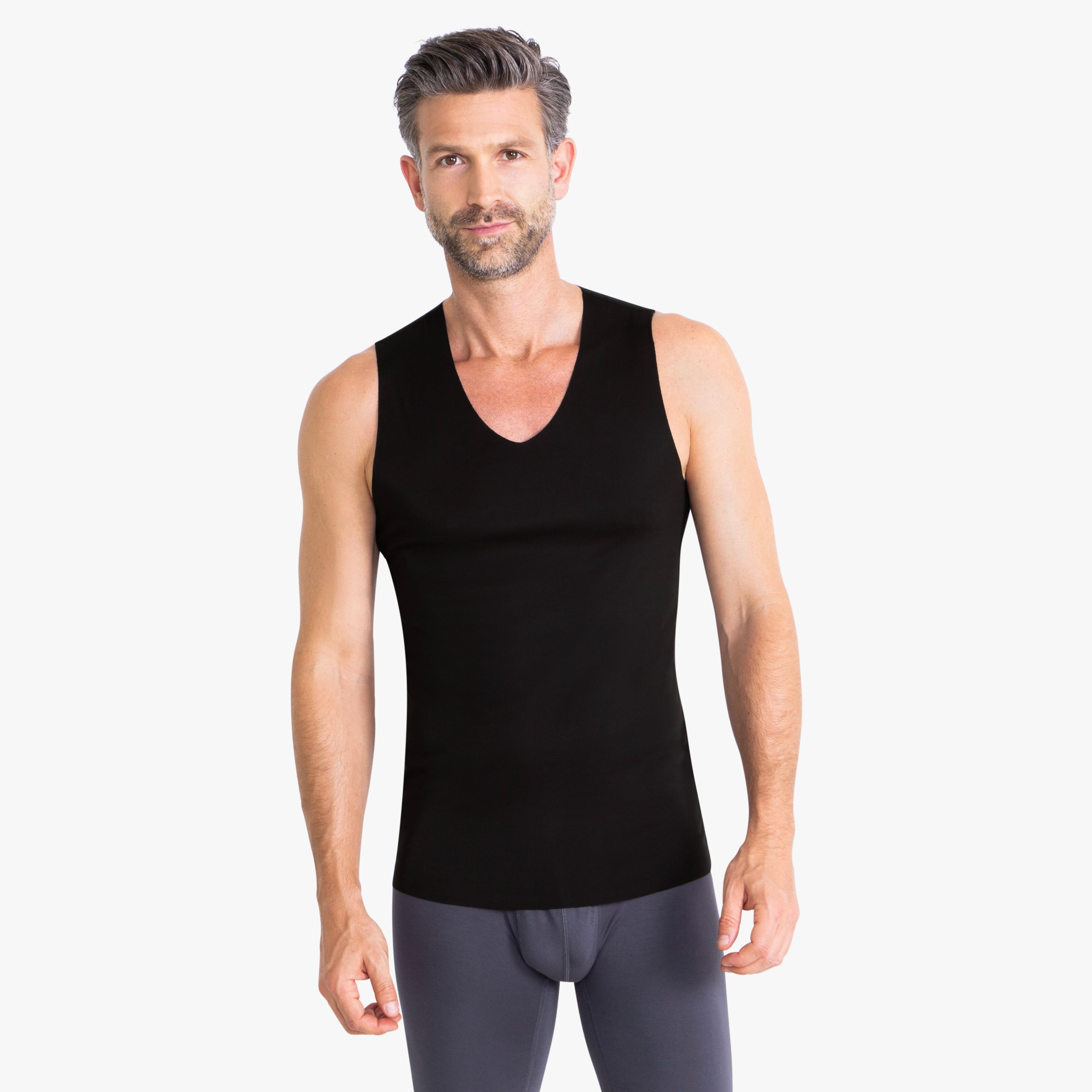 Ärmelloses Unterhemd schwarz, nahtloses ultraleichtes Modal-Shirt, unsichtbar unter Hemden
#farbe_schwarz