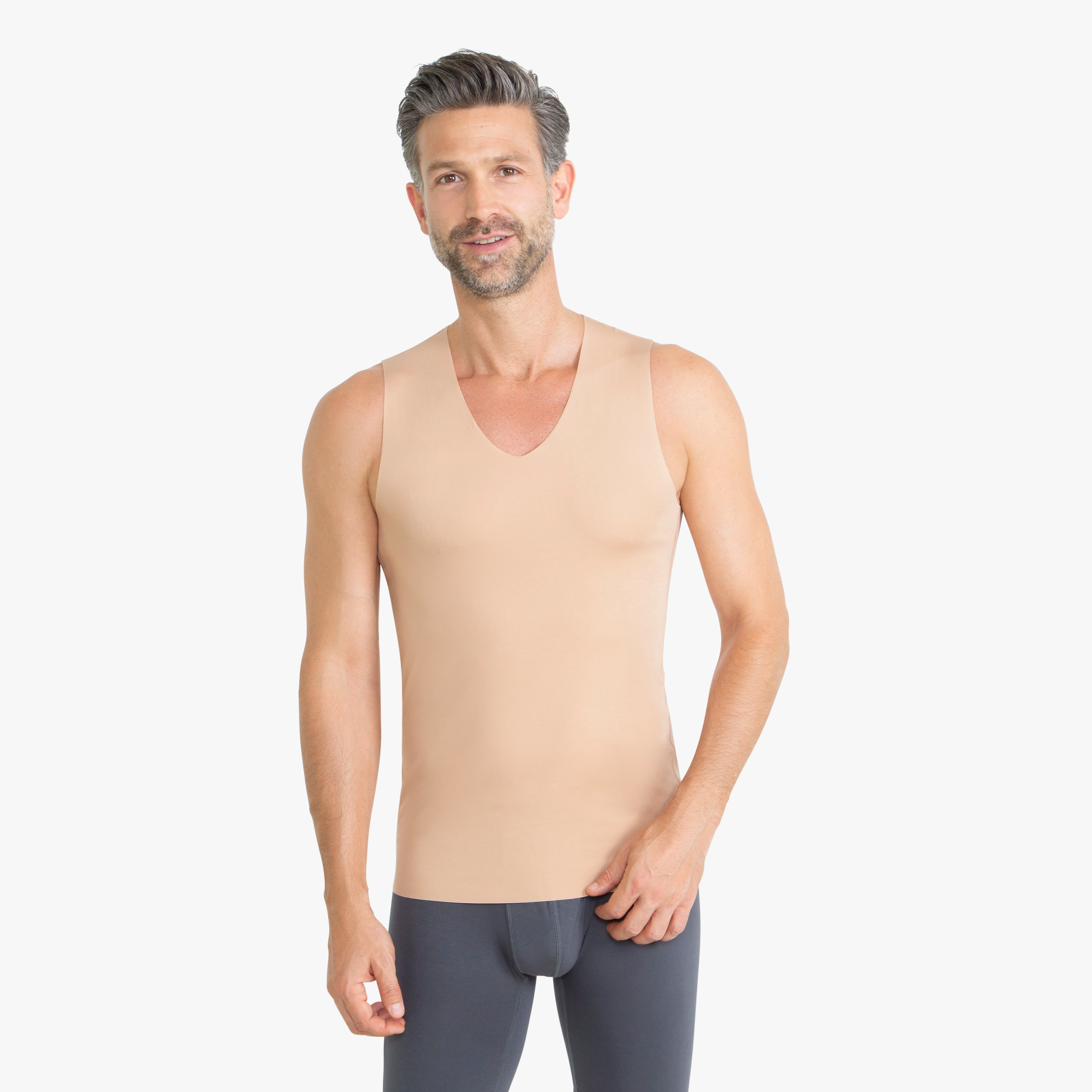 Ärmelloses Unterhemd nude, nahtloses ultraleichtes Modal-Shirt, unsichtbar unter Hemden
#farbe_nude