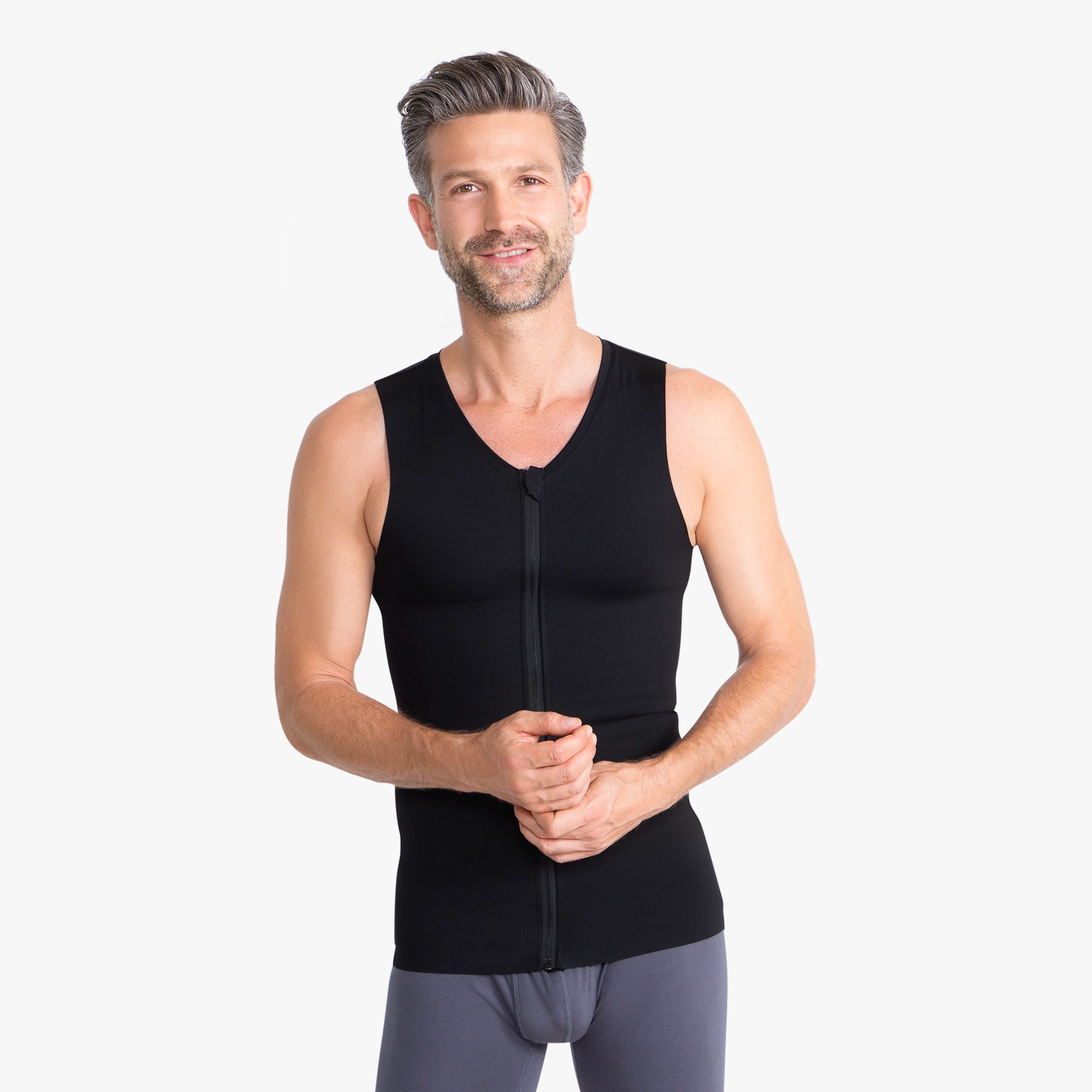 Shapewear Tank-Top schwarz mit starkem Kompressionseffekt. Mit praktischem Reißverschluss für leichteres Anziehen und definierteren Oberkörper
#farbe_schwarz