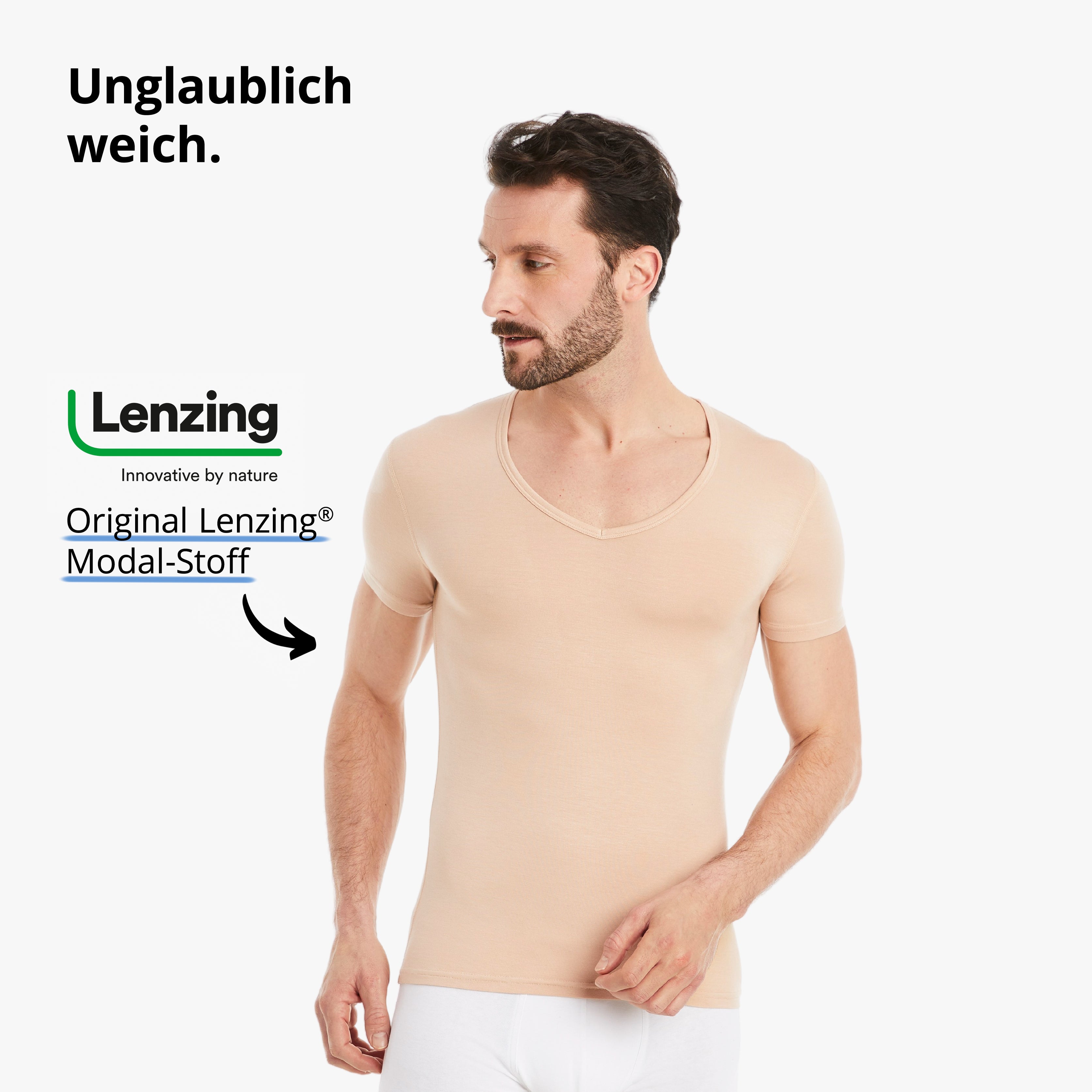 Kurzarm Pack V-Ausschnitt Design 3er Unterhemd mit FINN | Unterhemd Herren Business- Microfaser